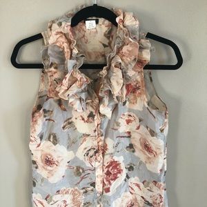 Jcrew Kelsey Ruffle Silk Sleeveless Blouse